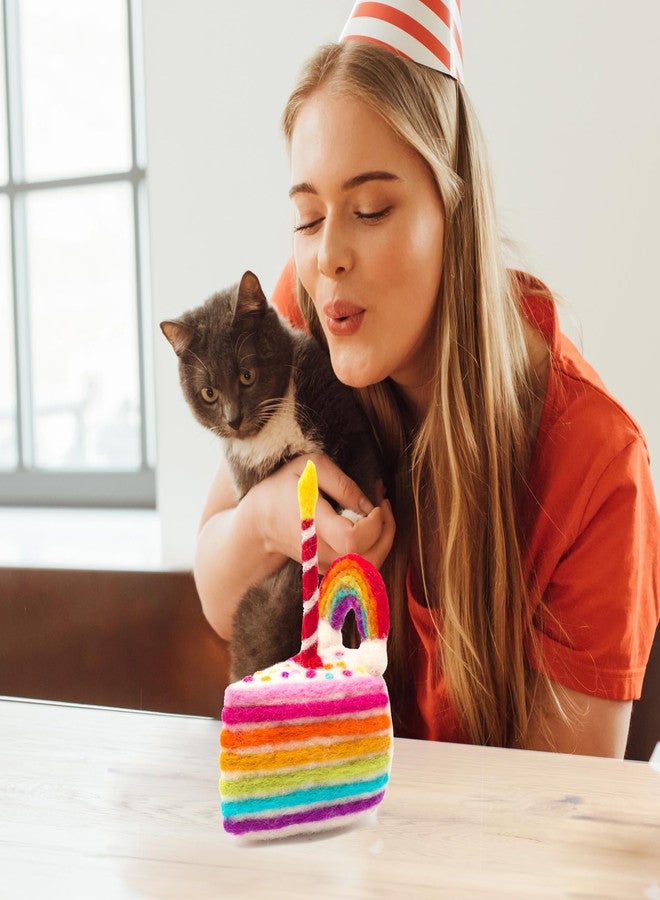 Glaciart One Wool Cat Birthday Cake Toy – Handmade Plush Catnip Design, Interactive Play for Indoor Cats, for Kittens & Cat Lovers - Image 3